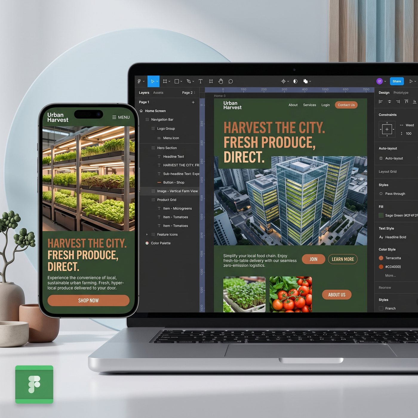 Pratinjau website rancangan Ritiros Studio di laptop dan ponsel
