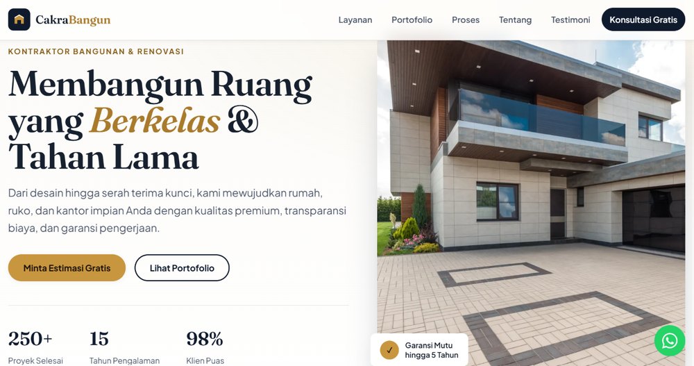 Cuplikan website karya Ritiros Studio
